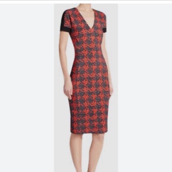 $395 Just Cavalli Women's Red Short Sleeve Berry Sheath Dress Size IT 46/US 10 - Picture 2 of 10